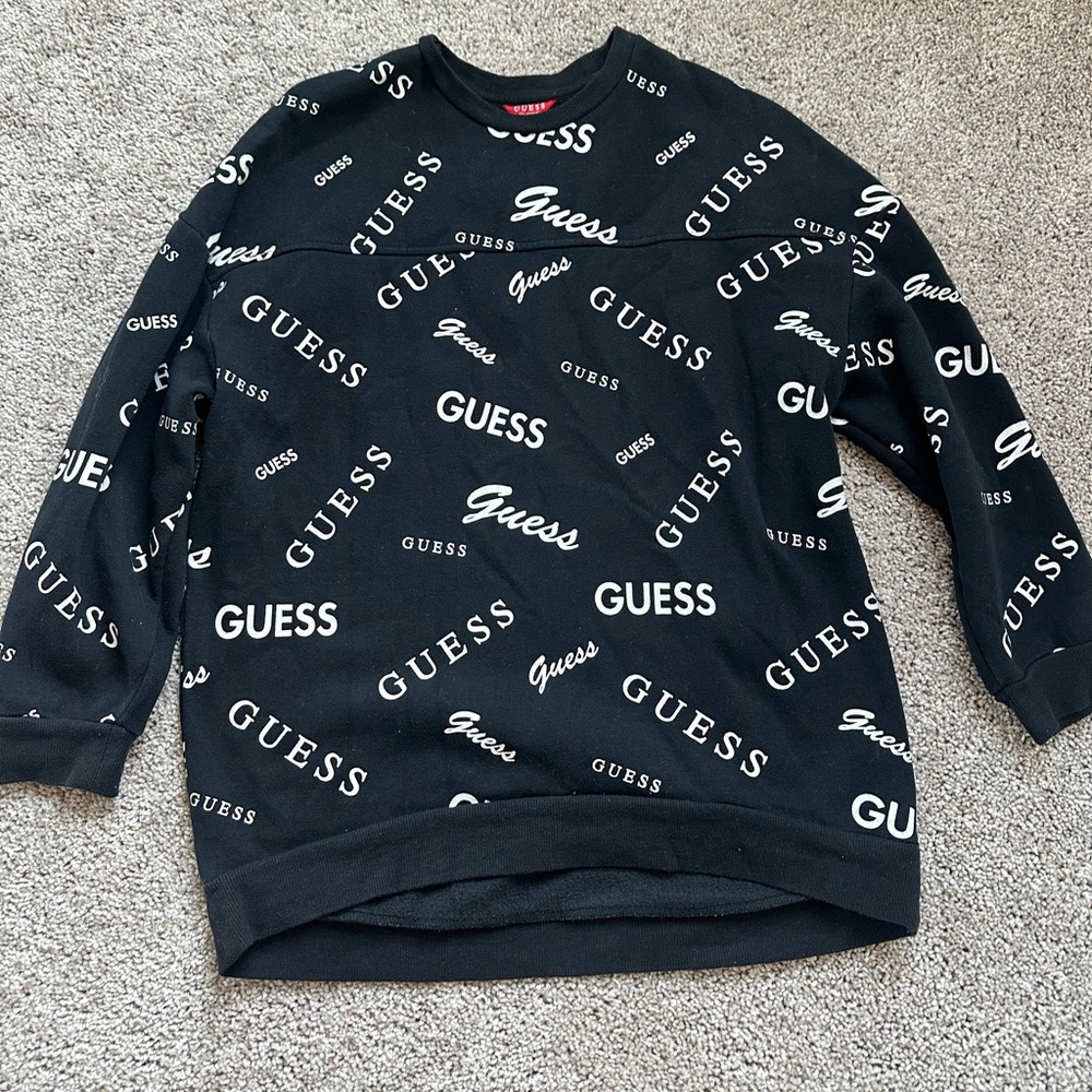 Guess Black and White Logo Print Sweatshirt